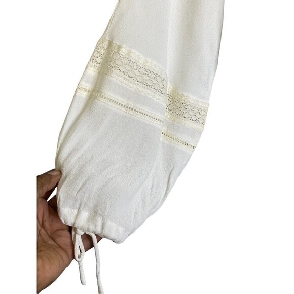 Bishop & Young Woman's Claudette Peasant Flowy Off White Blouse SZ‎ S - Picture 6 of 9